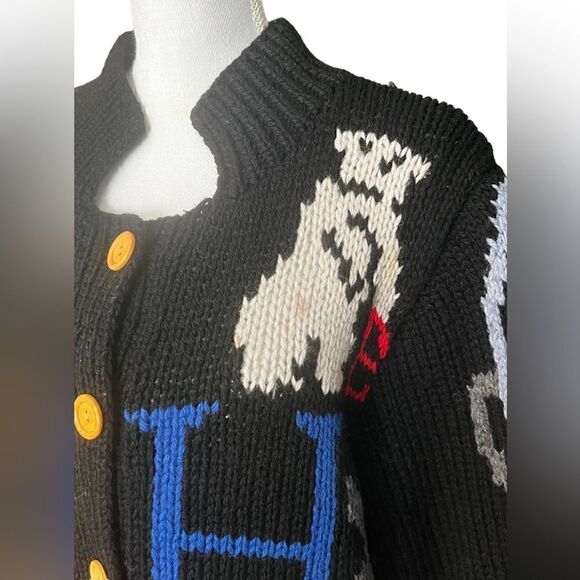 Vtg Moussie Susan Bristol Sweater Cardigan Wool ABCs Back To School Novelty M - Picture 4 of 10